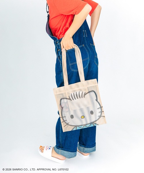 ACCOMMODE（アコモデ）の「サンリオキャラクターズ/カラップ フェイスアップメッシュトートバッグ（トートバッグ・レディース・ベージュ/パープル/ブラック/ブルー/グリーン/ブラウン・FREE）」の17枚目の写真