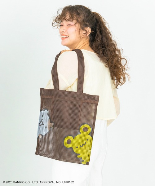ACCOMMODE（アコモデ）の「サンリオキャラクターズ/カラップ フェイスアップメッシュトートバッグ（トートバッグ・レディース・ベージュ/パープル/ブラック/ブルー/グリーン/ブラウン・FREE）」の10枚目の写真