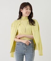 マイクロラメクルーネックニットカーディガン