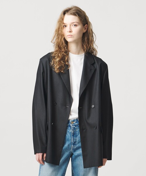 LOEFF（ロエフ）の「＜LOEFF＞ポリエステルボイル ジャケット（テーラードジャケット・レディース・ネイビー/ブラック・0/1）」の2枚目の写真