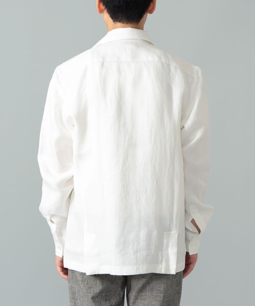 BEAMS F（ビームスエフ）の「【別注】Maria Santangelo / MARCELLO リネン シャツ ジャケット（その他アウター・メンズ・ネイビー/ホワイト・LARGE/SMALL/MEDIUM）」の6枚目の写真