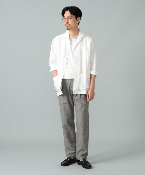 BEAMS F（ビームスエフ）の「【別注】Maria Santangelo / MARCELLO リネン シャツ ジャケット（その他アウター・メンズ・ネイビー/ホワイト・LARGE/SMALL/MEDIUM）」の7枚目の写真