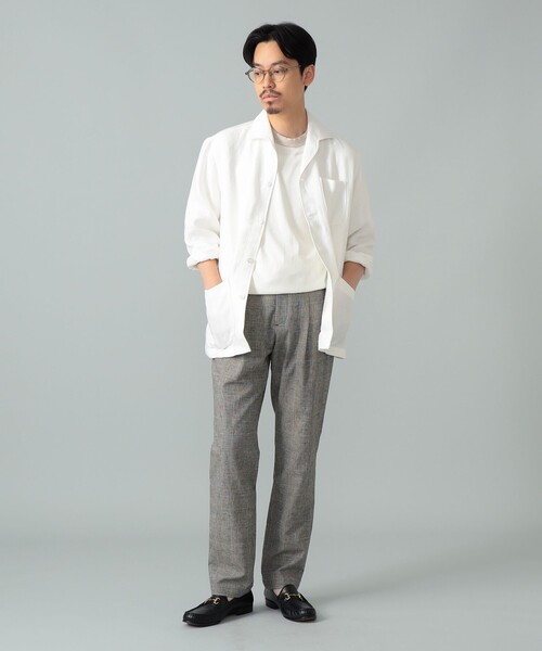 BEAMS F（ビームスエフ）の「【別注】Maria Santangelo / MARCELLO リネン シャツ ジャケット（その他アウター・メンズ・ネイビー/ホワイト・LARGE/SMALL/MEDIUM）」の8枚目の写真