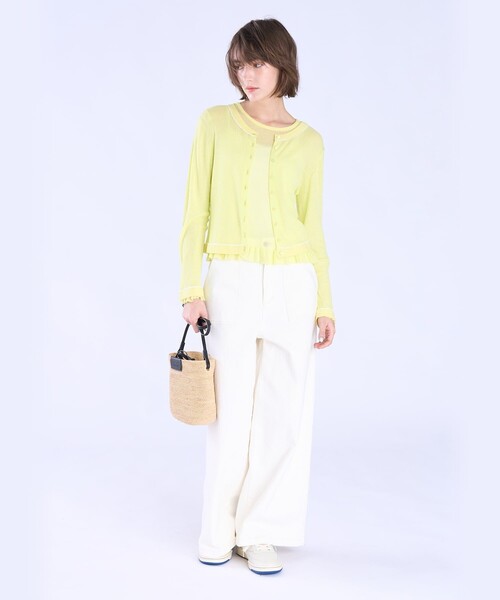 To b. by agnes b.（トゥービーバイアニエスベー）の「シアー リブ 長袖 ニット カーディガン（カーディガン/ボレロ・レディース・イエロー・FREE）」の6枚目の写真