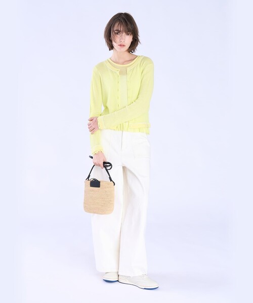 To b. by agnes b.（トゥービーバイアニエスベー）の「シアー リブ 長袖 ニット カーディガン（カーディガン/ボレロ・レディース・イエロー・FREE）」の7枚目の写真