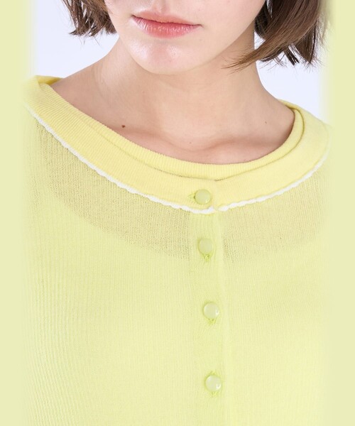 To b. by agnes b.（トゥービーバイアニエスベー）の「シアー リブ 長袖 ニット カーディガン（カーディガン/ボレロ・レディース・イエロー・FREE）」の8枚目の写真