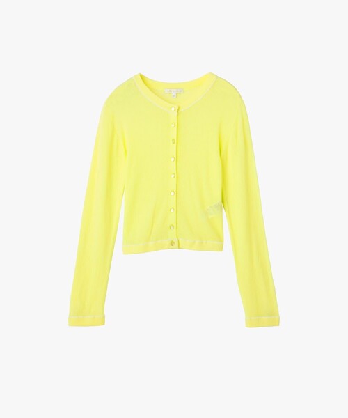 To b. by agnes b.（トゥービーバイアニエスベー）の「シアー リブ 長袖 ニット カーディガン（カーディガン/ボレロ・レディース・イエロー・FREE）」の2枚目の写真