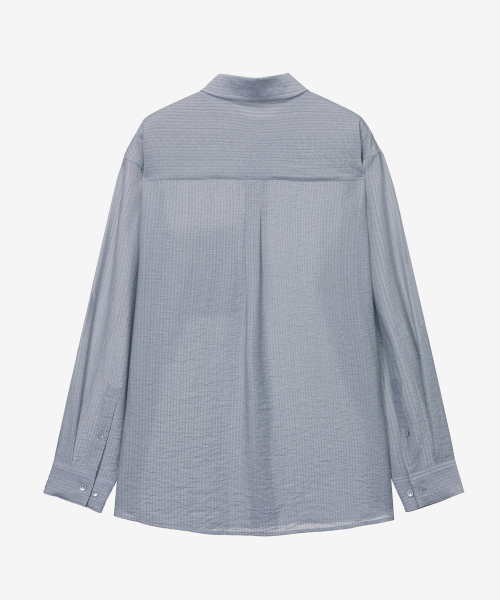 MINDBRIDGE（マインドブリッジ）の「[COUTURE]クリンクルストライプオーバーサイズシャツ - 2カラー（シャツ/ブラウス・メンズ・ブラック/ライトグレー・95/100/105/110）」の18枚目の写真