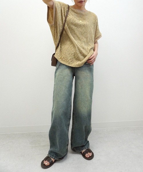 gossara(ゴサラ)の「【今売れてます】フリフリカットソー天竺編T(Tシャツ/カットソー・レディース・ブラック/オフホワイト/ベージュ/ブラウン・FREE)」の11枚目の写真