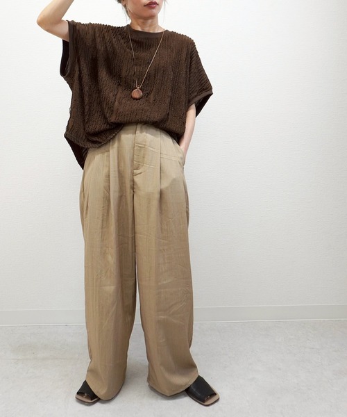 gossara(ゴサラ)の「【今売れてます】フリフリカットソー天竺編T(Tシャツ/カットソー・レディース・ブラック/オフホワイト/ベージュ/ブラウン・FREE)」の22枚目の写真
