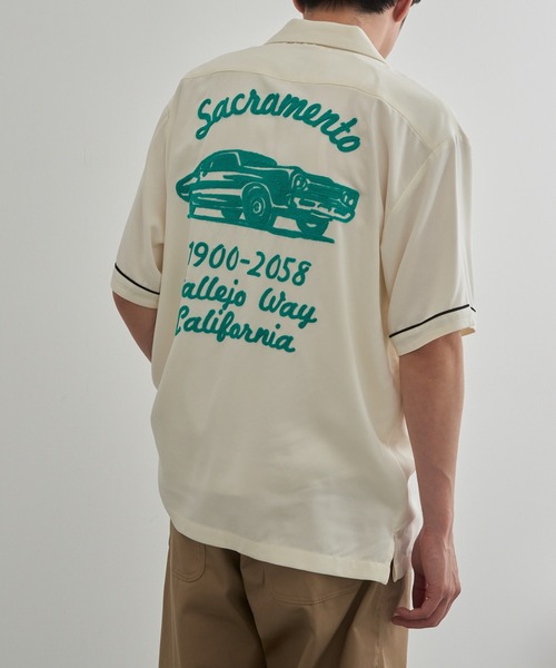 HOUSTON(ヒューストン)の「【HOUSTON】BOWLING SHIRT(SACRAMENTO) 41318(シャツ/ブラウス・メンズ・オフホワイト/ブラック・M/L)」の1枚目の写真
