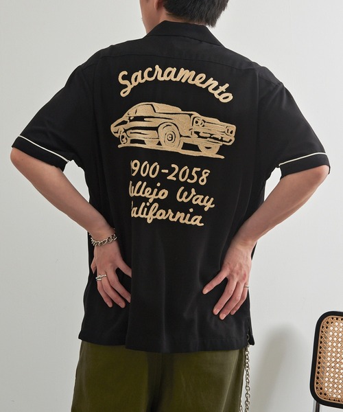 HOUSTON(ヒューストン)の「【HOUSTON】BOWLING SHIRT(SACRAMENTO) 41318(シャツ/ブラウス・メンズ・オフホワイト/ブラック・M/L)」の2枚目の写真