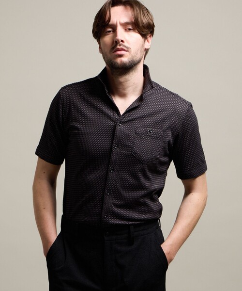 HIDEAWAYS NICOLE(ハイダウェイニコル)の「【HIDEAWAYS BLACK】サッカーチェックショートレギュラーカラー半袖シャツ(シャツ/ブラウス・メンズ・ライトグレー/その他2/その他4・M/XL/L/XXL)」の2枚目の写真