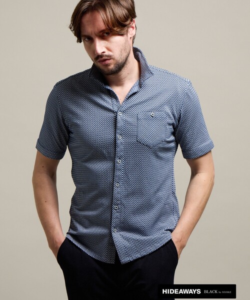 HIDEAWAYS NICOLE(ハイダウェイニコル)の「【HIDEAWAYS BLACK】サッカーチェックショートレギュラーカラー半袖シャツ(シャツ/ブラウス・メンズ・ライトグレー/その他2/その他4・M/XL/L/XXL)」の3枚目の写真