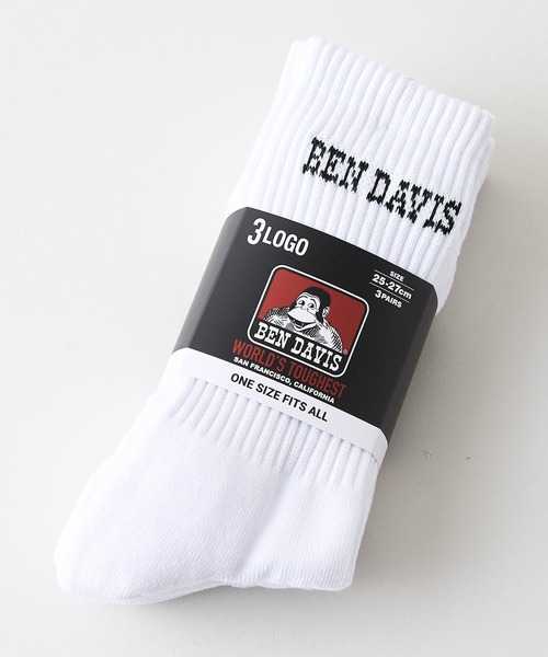 BEN DAVIS/ベンデイビス】BEN 3Pロゴソックス 9928 3足組 まとめ買い