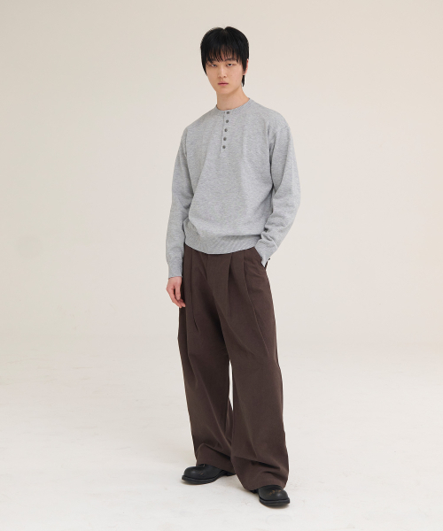 AKECII(アケシ)の「アンディソフトヘンリーネックニット_メランジグレー(ニット/セーター・メンズ・その他・MEDIUM/LARGE)」の2枚目の写真
