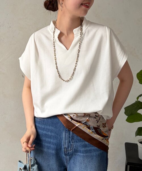 Chez toi（シェトワ）の「スキッパーポンチプルオーバー（Tシャツ/カットソー・レディース・ブラック/ベージュ/ホワイト・FREE）」の4枚目の写真