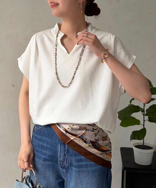 Chez toi（シェトワ）の「スキッパーポンチプルオーバー（Tシャツ/カットソー・レディース・ブラック/ベージュ/ホワイト・FREE）」の5枚目の写真