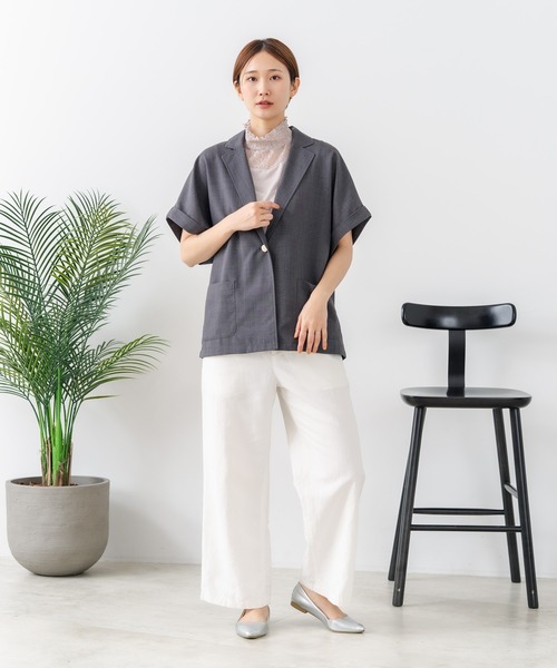 fort point(フォーポイント)の「【C-FORTPOINT/フォートポイント】【1枚で華やか レースインナー】ハイネックレース切替タンクトップ インナー チラ見せ 重ね着 立ち襟 華やか 上品 きれいめ(タンクトップ・レディース・ライトグレー/ブラック/ピンク/グリーン/アイボリー・FREE)」の22枚目の写真