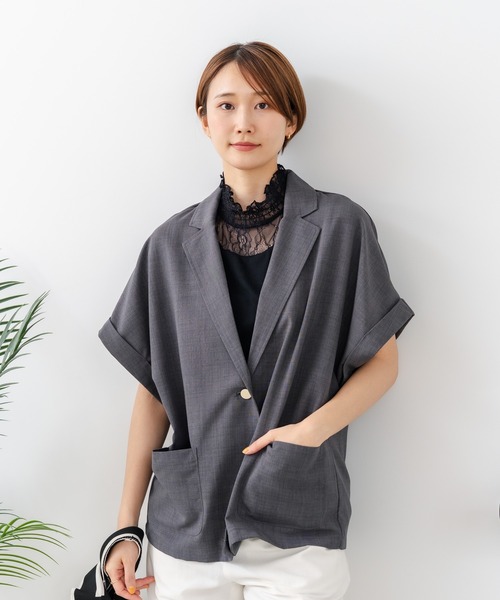 fort point(フォーポイント)の「【C-FORTPOINT/フォートポイント】【1枚で華やか レースインナー】ハイネックレース切替タンクトップ インナー チラ見せ 重ね着 立ち襟 華やか 上品 きれいめ(タンクトップ・レディース・ライトグレー/ブラック/ピンク/グリーン/アイボリー・FREE)」の12枚目の写真