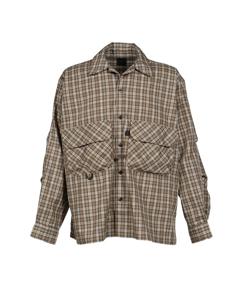 TECH SPORTS OPEN COLLAR SHIRT L/S GREN PLAID（シャツ/ブラウス