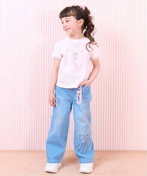 mezzo piano(メゾピアノ)の「リボンアップリケ デニムパンツ【接触冷感】(デニムパンツ・キッズ・サックスブルー/グレー・120cm/130cm/140cm)」の14枚目の写真