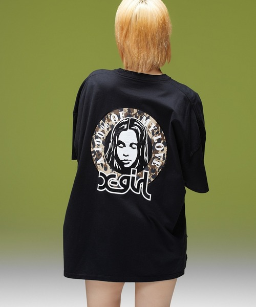 X-girl(エックスガール)の「LEOPARD CIRCLE LOGO AND FACE S/S TEE DRESS(ワンピース・レディース・ホワイト/ブラック・M/S)」の2枚目の写真