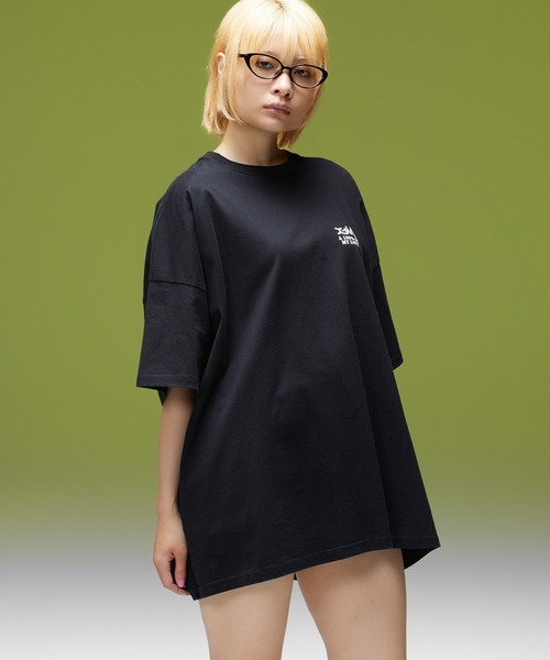 X-girl(エックスガール)の「LEOPARD CIRCLE LOGO AND FACE S/S TEE DRESS(ワンピース・レディース・ホワイト/ブラック・M/S)」の3枚目の写真