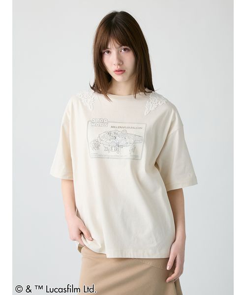 FURFUR(ファーファー)の「【STAR WARS(TM)】グラフィックプリントレースTシャツ(Tシャツ/カットソー・レディース・ブラック/サックスブルー/ホワイト/ベージュ・F)」の6枚目の写真