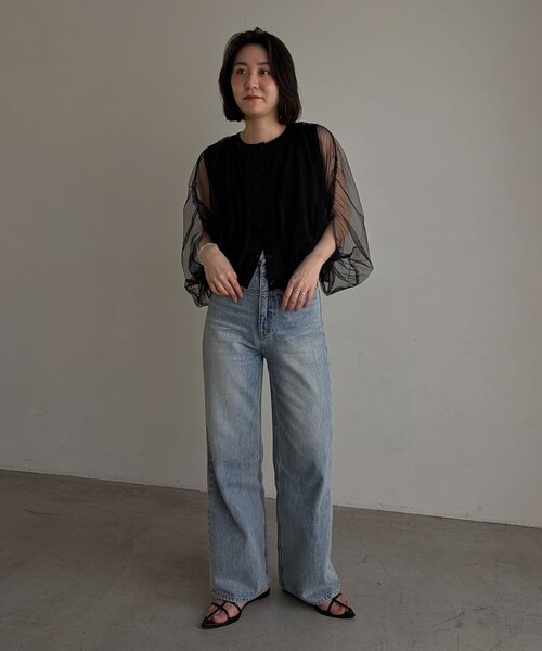 CAPRICIEUX LE'MAGE(カプリシューレマージュ)の「〈C.L〉チュールレイヤードノースリニット(Tシャツ/カットソー・レディース・ブラック/ホワイト・FREE)」の16枚目の写真