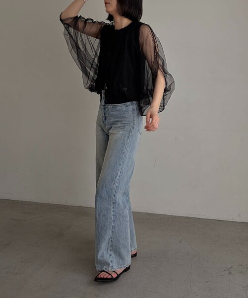 CAPRICIEUX LE'MAGE(カプリシューレマージュ)の「〈C.L〉チュールレイヤードノースリニット(Tシャツ/カットソー・レディース・ブラック/ホワイト・FREE)」の19枚目の写真
