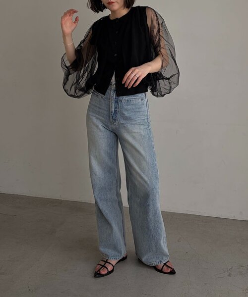 CAPRICIEUX LE'MAGE(カプリシューレマージュ)の「〈C.L〉チュールレイヤードノースリニット(Tシャツ/カットソー・レディース・ブラック/ホワイト・FREE)」の20枚目の写真