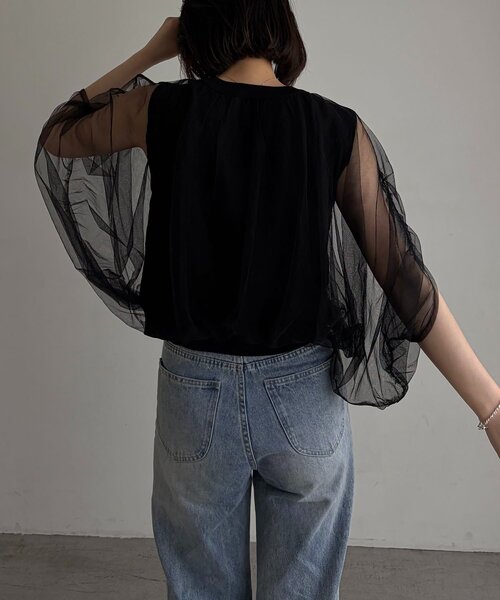 CAPRICIEUX LE'MAGE(カプリシューレマージュ)の「〈C.L〉チュールレイヤードノースリニット(Tシャツ/カットソー・レディース・ブラック/ホワイト・FREE)」の22枚目の写真