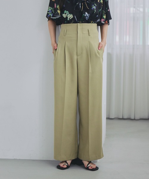 mysty woman(ミスティウーマン)の「パターンキリカエストレートパンツ 826866(スラックス・レディース・ベージュ系その他/オフホワイト/ブラック・FREE)」の3枚目の写真