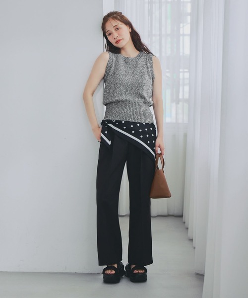 mysty woman(ミスティウーマン)の「パターンキリカエストレートパンツ 826866(スラックス・レディース・ベージュ系その他/オフホワイト/ブラック・FREE)」の8枚目の写真