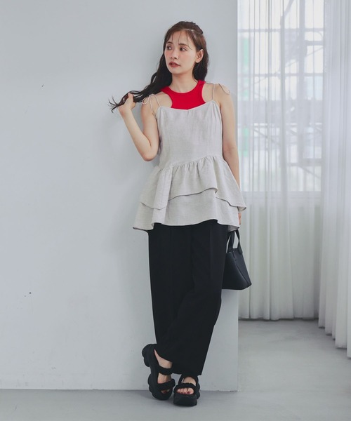 mysty woman(ミスティウーマン)の「パターンキリカエストレートパンツ 826866(スラックス・レディース・ベージュ系その他/オフホワイト/ブラック・FREE)」の10枚目の写真