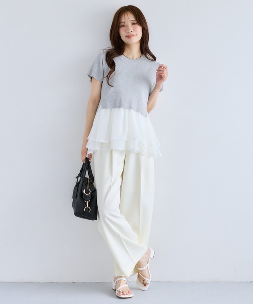 mysty woman(ミスティウーマン)の「パターンキリカエストレートパンツ 826866(スラックス・レディース・ベージュ系その他/オフホワイト/ブラック・FREE)」の20枚目の写真