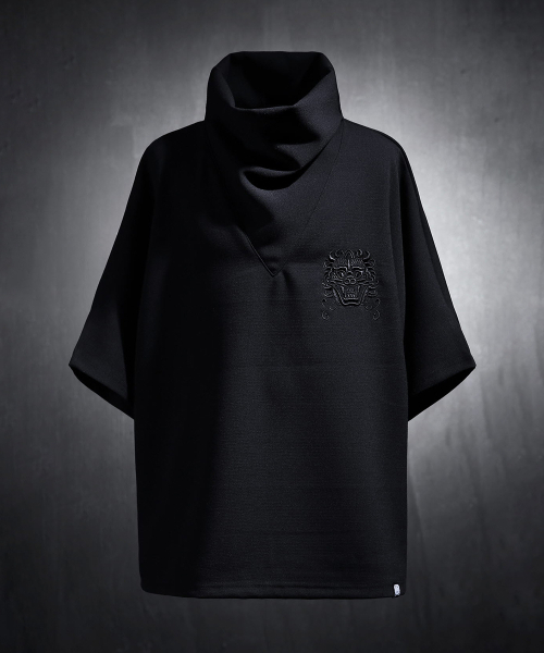 DIESEL ロゴ刺繍 タートルネック 半袖ニット ブラック 刺繍タートルネック半袖Tシャツブラック（Tシャツ/カットソー