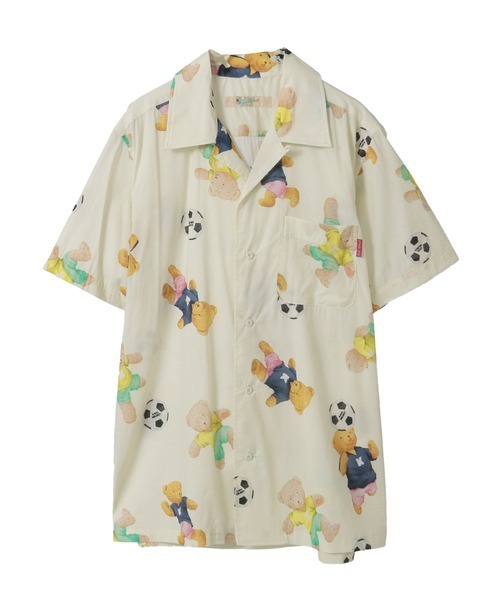 KARL HELMUT(カールヘルム)の「サッカーくまプリントシャツブラウス(シャツ/ブラウス・メンズ・キナリ/ネイビー/レッド・LARGE/MEDIUM)」の2枚目の写真