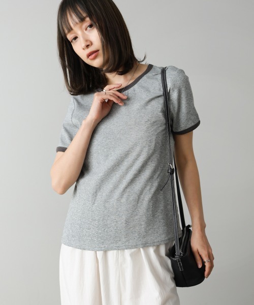 Bab（バブ）の「配色リンガーＴシャツ（Tシャツ/カットソー・レディース・イエロー/杢グレー/チャコールグレー・M）」の17枚目の写真