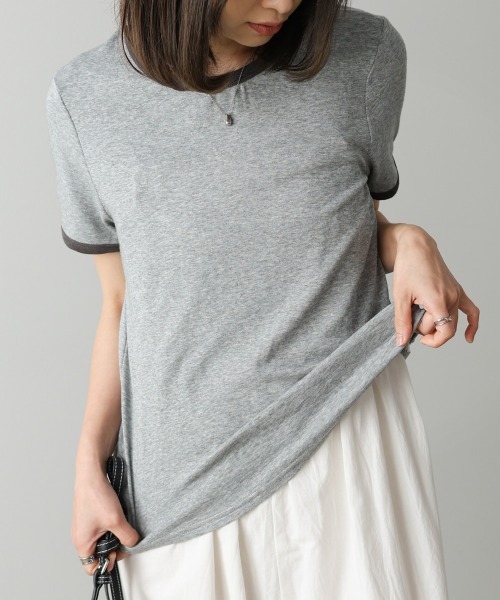 Bab（バブ）の「配色リンガーＴシャツ（Tシャツ/カットソー・レディース・イエロー/杢グレー/チャコールグレー・M）」の19枚目の写真