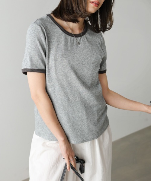 Bab（バブ）の「配色リンガーＴシャツ（Tシャツ/カットソー・レディース・イエロー/杢グレー/チャコールグレー・M）」の21枚目の写真