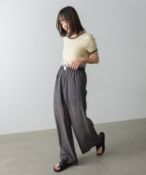 Bab（バブ）の「配色リンガーＴシャツ（Tシャツ/カットソー・レディース・イエロー/杢グレー/チャコールグレー・M）」の5枚目の写真