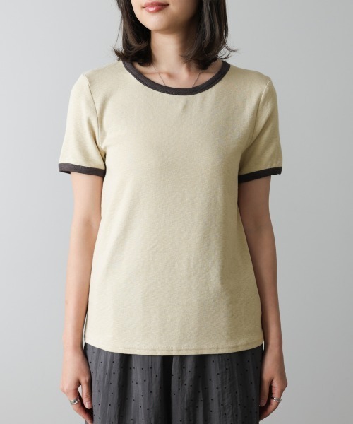 Bab（バブ）の「配色リンガーＴシャツ（Tシャツ/カットソー・レディース・イエロー/杢グレー/チャコールグレー・M）」の10枚目の写真