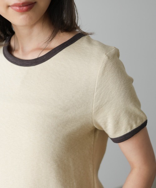 Bab（バブ）の「配色リンガーＴシャツ（Tシャツ/カットソー・レディース・イエロー/杢グレー/チャコールグレー・M）」の12枚目の写真