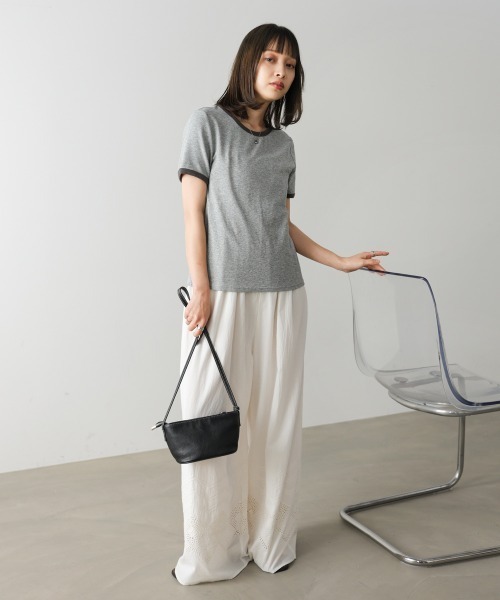 Bab（バブ）の「配色リンガーＴシャツ（Tシャツ/カットソー・レディース・イエロー/杢グレー/チャコールグレー・M）」の14枚目の写真
