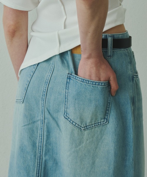 Plumel（プルメル）の「Stretch Denim Maxi Skirt / ストレッチデニムマキシスカート（デニムスカート・レディース・ライトブルー/ブルー・MEDIUM/LARGE）」の8枚目の写真