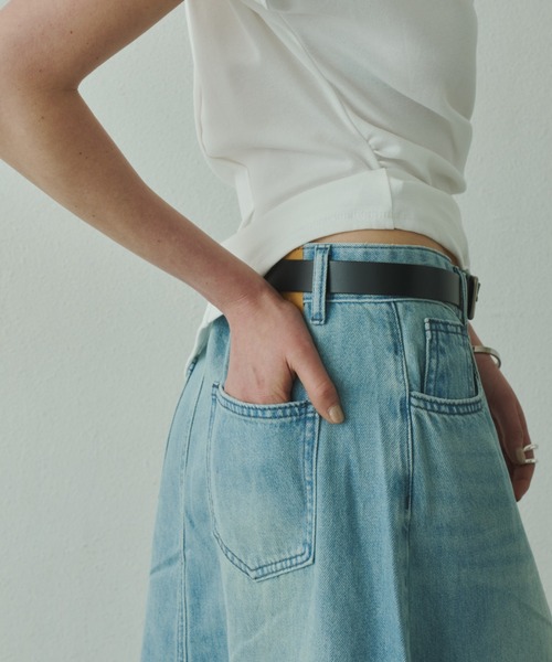 Plumel（プルメル）の「Stretch Denim Maxi Skirt / ストレッチデニムマキシスカート（デニムスカート・レディース・ライトブルー/ブルー・MEDIUM/LARGE）」の7枚目の写真