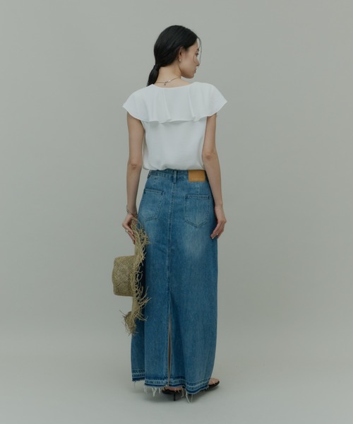 Plumel（プルメル）の「Stretch Denim Maxi Skirt / ストレッチデニムマキシスカート（デニムスカート・レディース・ライトブルー/ブルー・MEDIUM/LARGE）」の16枚目の写真