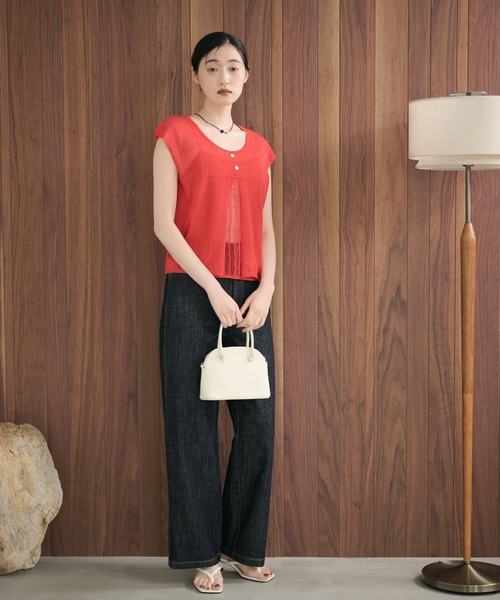 LAULEN（ローレン）の「sheer layered knit pullover /シアーレイヤード風ニットプルオーバー（ニット/セーター・レディース・グレー/チャコールグレー/レッド/アイボリー/ピンク・FREE）」の9枚目の写真